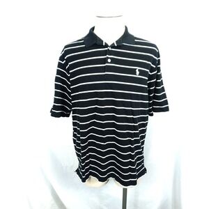 Polo Ralph Lauren Golf Fit Polo Shirt Mens L Black White Striped Pima Cotton Pon